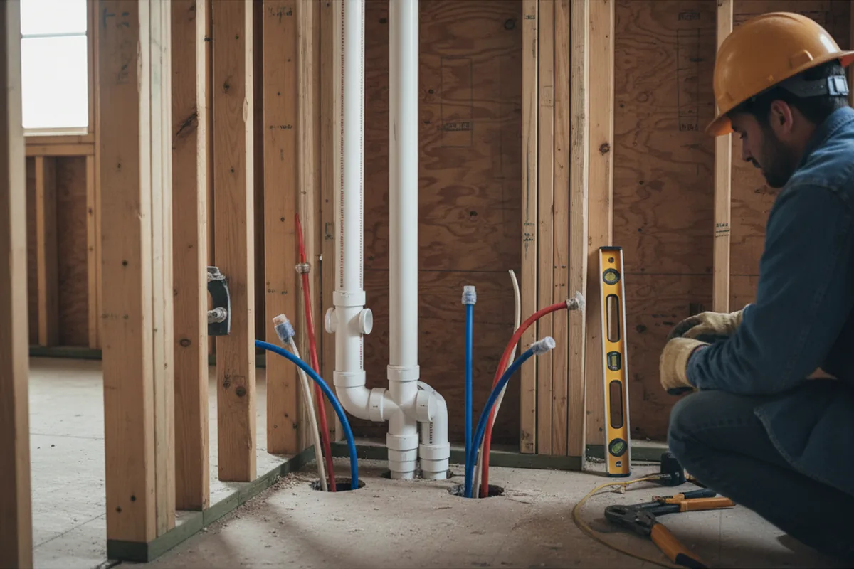 Drain and supply rough-in during Sump Pump Repair in Fort Harrison