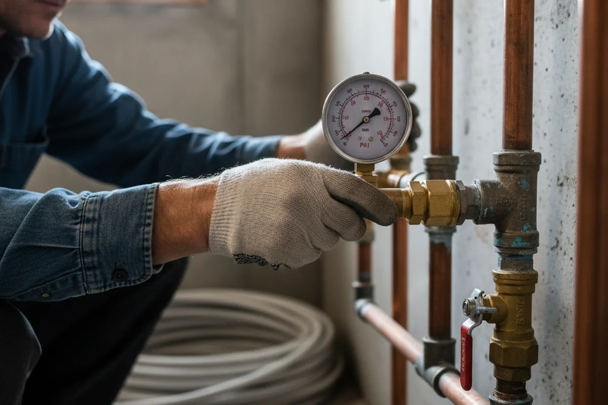 Pressure testing a repaired line during Water Line Repair in Fort Harrison